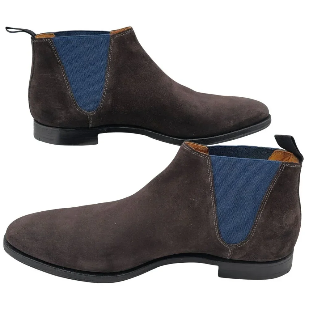Crockett & Jones England Brown Navy Suede Chelsea Boots Mens Size 9E Dress Shoes